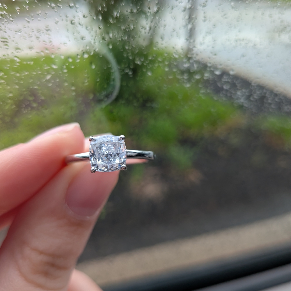1.25ct Cushion Cut Simulated Diamond Ring - Size 7 - Modern Gents